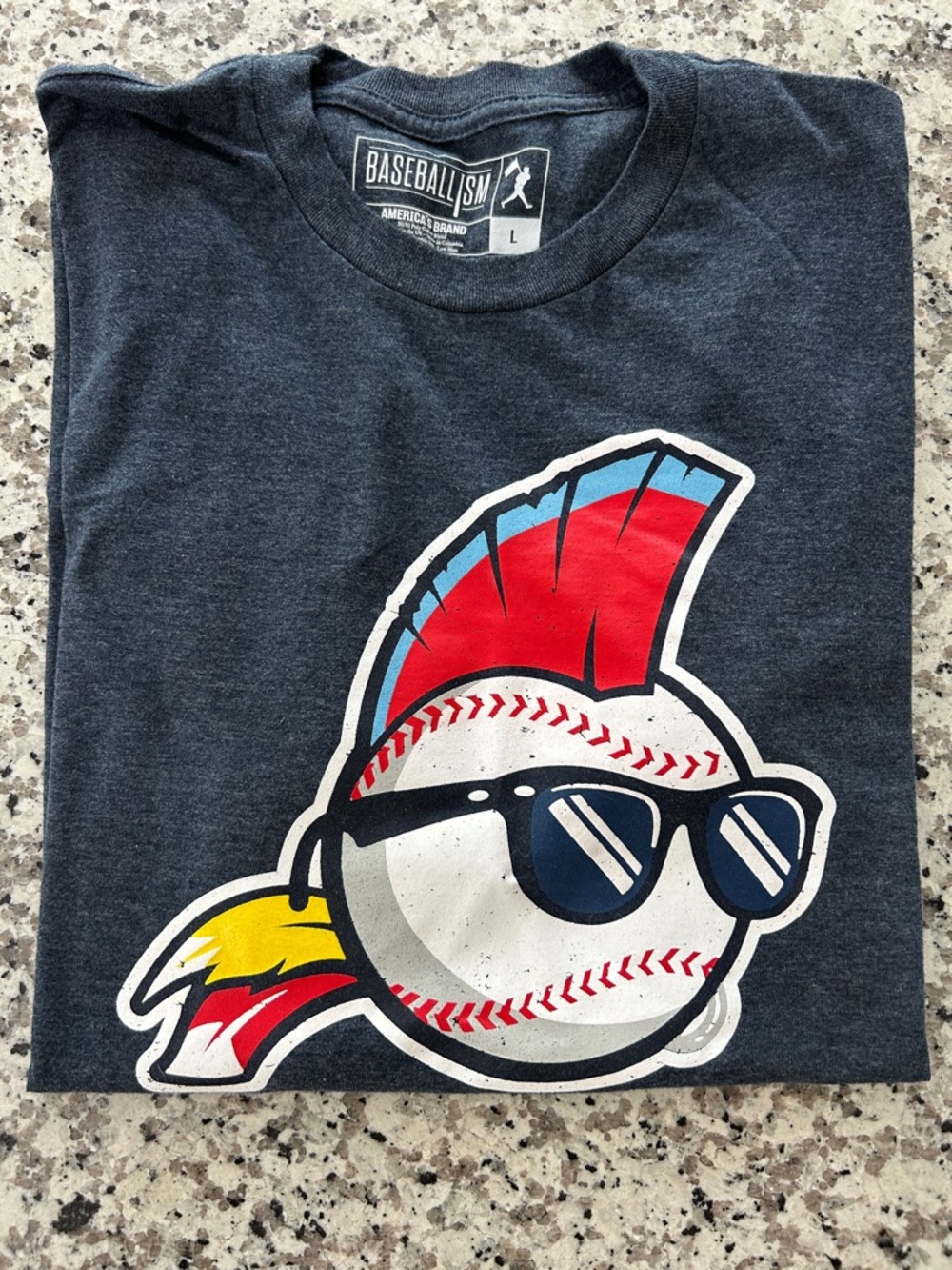 Baseballism Navy Graphic Tee with Sunglasses Baseball